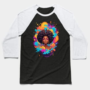 Black Woman Psychedelic Attract retro vintage 80s disco design Baseball T-Shirt